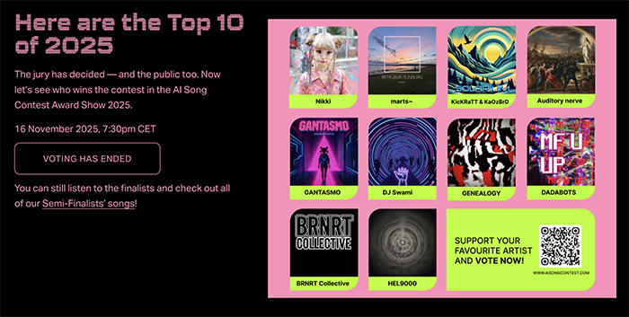 Finale A.I. Song Contest 2025